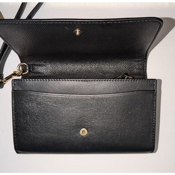 Coach New York ~ 2016 ~ 75th Anniversary Elegantly Smooth Black Leather Wristlet - Picture 5 of 16